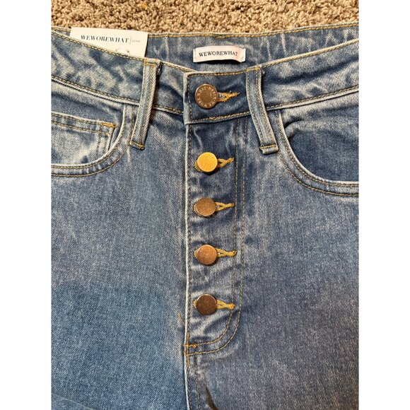 NEW WEWOREWHAT Denim the Danielle High-Rise Vintage Straight Jeans Distressed 25 - Picture 8 of 14